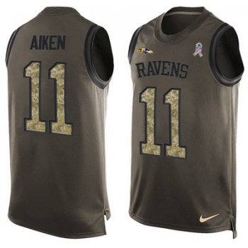 Men's Baltimore Ravens #11 Kamar Aiken Green Salute to Service Hot Pressing Player Name & Number Nike NFL Tank Top Jersey