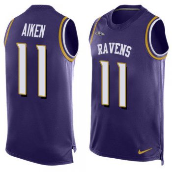 Men's Baltimore Ravens #11 Kamar Aiken Purple Hot Pressing Player Name & Number Nike NFL Tank Top Jersey