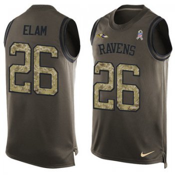 Men's Baltimore Ravens #26 Matt Elam Green Salute to Service Hot Pressing Player Name & Number Nike NFL Tank Top Jersey