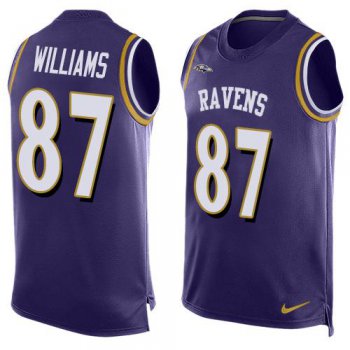 Men's Baltimore Ravens #87 Maxx Williams Purple Hot Pressing Player Name & Number Nike NFL Tank Top Jersey