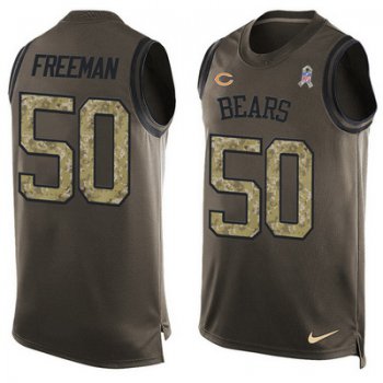 Men's Chicago Bears #50 Jerrell Freeman Green Salute to Service Hot Pressing Player Name & Number Nike NFL Tank Top Jersey