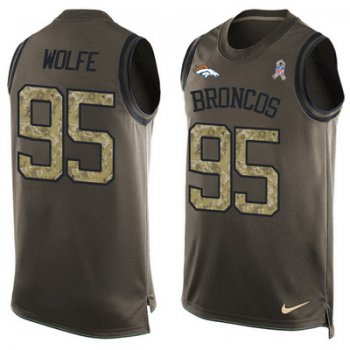 Men's Denver Broncos #95 Derek Wolfe Olive Green Salute To Service Hot Pressing Player Name & Number Nike NFL Tank Top Jersey