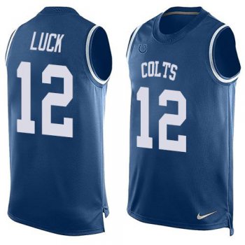 Men's Indianapolis Colts #12 Andrew Luck Royal Blue Hot Pressing Player Name & Number Nike NFL Tank Top Jersey