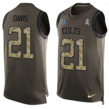 Men's Indianapolis Colts #21 Vontae Davis Green Salute to Service Hot Pressing Player Name & Number Nike NFL Tank Top Jersey