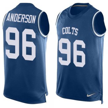 Men's Indianapolis Colts #96 Henry Anderson Royal Blue Hot Pressing Player Name & Number Nike NFL Tank Top Jersey