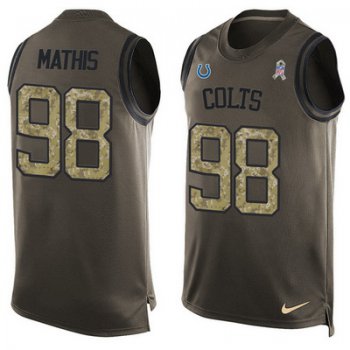 Men's Indianapolis Colts #98 Robert Mathis Green Salute to Service Hot Pressing Player Name & Number Nike NFL Tank Top Jersey