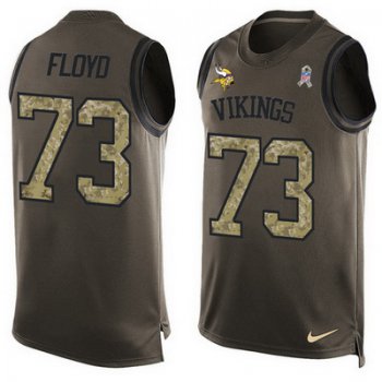 Men's Minnesota Vikings #73 Sharrif Floyd Green Salute to Service Hot Pressing Player Name & Number Nike NFL Tank Top Jersey