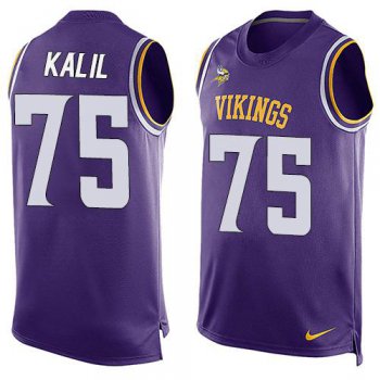 Men's Minnesota Vikings #75 Matt Kalil Purple Hot Pressing Player Name & Number Nike NFL Tank Top Jersey