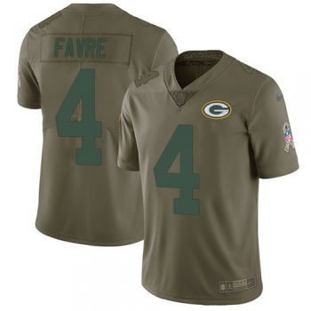 Nike Green Bay Packers #4 Brett Favre Olive Men's Stitched NFL Limited 2017 Salute To Service Jersey
