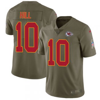 Nike Kansas City Chiefs #10 Tyreek Hill Olive Men's Stitched NFL Limited 2017 Salute to Service Jersey