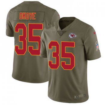 Nike Kansas City Chiefs #35 Christian Okoye Olive Men's Stitched NFL Limited 2017 Salute to Service Jersey