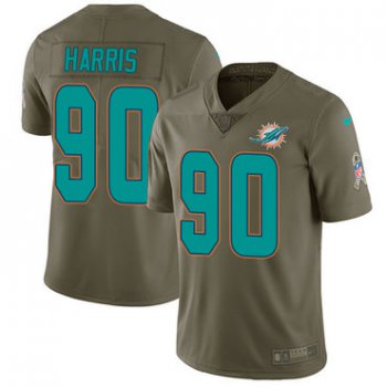 Nike Miami Dolphins #90 Charles Harris Olive Men's Stitched NFL Limited 2017 Salute to Service Jersey