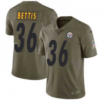 Nike Pittsburgh Steelers #36 Jerome Bettis Olive Men's Stitched NFL Limited 2017 Salute to Service Jersey