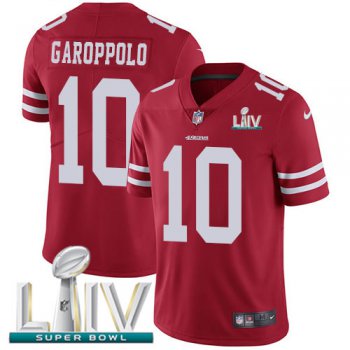 Nike 49ers #10 Jimmy Garoppolo Red Super Bowl LIV 2020 Team Color Youth Stitched NFL Vapor Untouchable Limited Jersey