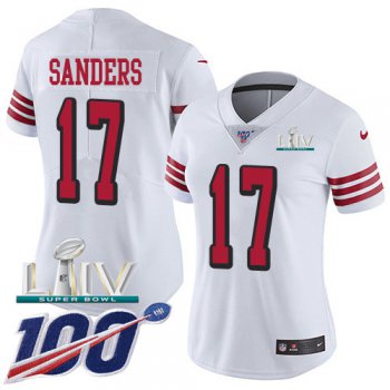 Nike 49ers #17 Emmanuel Sanders White Super Bowl LIV 2020 Rush Women's Stitched NFL Limited 100th Season Jersey