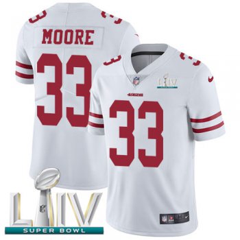 Nike 49ers #33 Tarvarius Moore White Super Bowl LIV 2020 Youth Stitched NFL Vapor Untouchable Limited Jersey