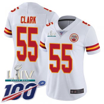 Nike Chiefs #55 Frank Clark White Super Bowl LIV 2020 Women's Stitched NFL 100th Season Vapor Untouchable Limited Jersey
