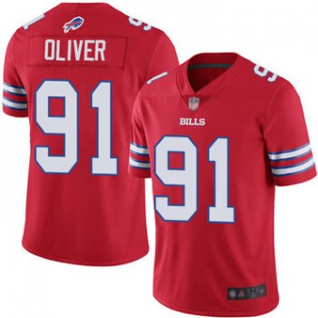 Bills #91 Ed Oliver Red Men's Stitched Football Limited Rush Jersey