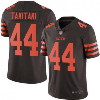 Browns #44 Sione Takitaki Brown Men's Stitched Football Limited Rush Jersey