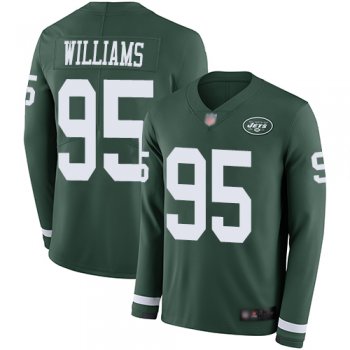 Jets #95 Quinnen Williams Green Team Color Men's Stitched Football Limited Therma Long Sleeve Jersey