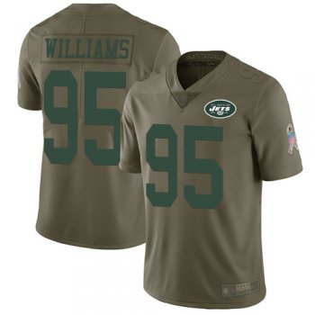 Jets #95 Quinnen Williams Olive Men's Stitched Football Limited 2017 Salute To Service Jersey