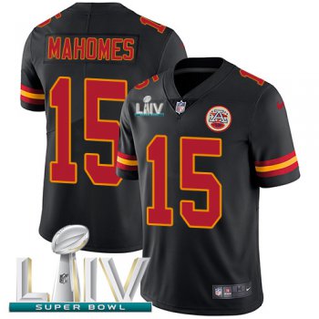 Nike Chiefs #15 Patrick Mahomes Black Super Bowl LIV 2020 Men's Stitched NFL Limited Rush Jersey