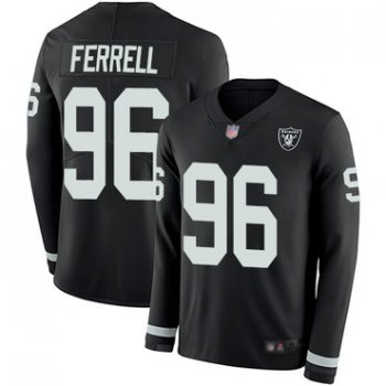 Raiders #96 Clelin Ferrell Black Team Color Men's Stitched Football Limited Therma Long Sleeve Jersey