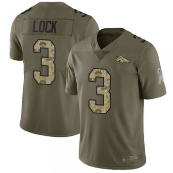 Broncos #3 Drew Lock Olive Camo Men's Stitched Football Limited 2017 Salute To Service Jersey