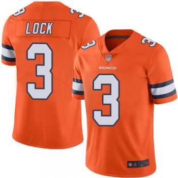 Broncos #3 Drew Lock Orange Men's Stitched Football Limited Rush Jersey