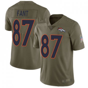 Broncos #87 Noah Fant Olive Men's Stitched Football Limited 2017 Salute To Service Jersey