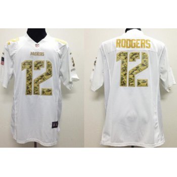 Nike Green Bay Packers #12 Aaron Rodgers Salute to Service White Game Jersey