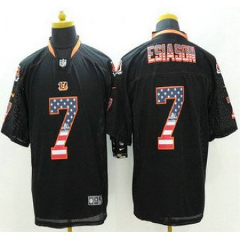 Men's Cincinnati Bengals #7 Boomer Esiason Black USA Flag Fashion NFL Nike Elite Jersey