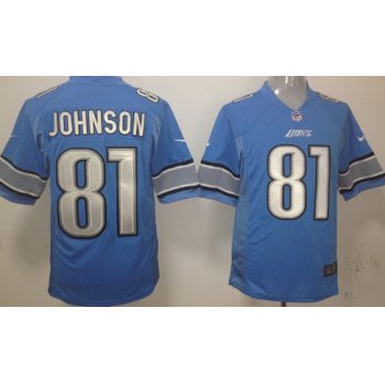 Nike Detroit Lions #81 Calvin Johnson Light Blue Game Jersey