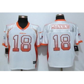 Men's Denver Broncos #18 Peyton Manning White Drift Fashion NFL Nike Elite Jersey