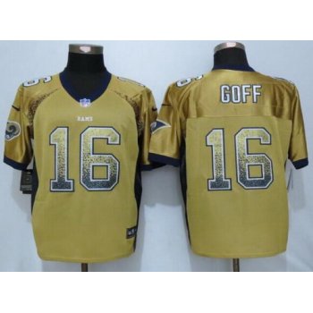 Men's Los Angeles Rams #16 Jared Goff Gold Drift Fashion NFL Nike Elite Jersey