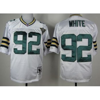 Green Bay Packers #92 Reggie White White 75TH Throwback Jersey