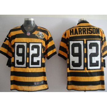 Nike Pittsburgh Steelers #92 James Harrison Yellow With Black Throwback 80TH Jersey