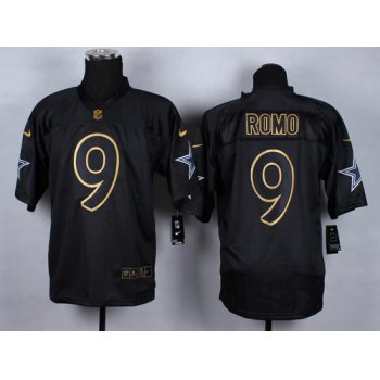 Nike Dallas Cowboys #9 Tony Romo 2014 All Black/Gold Elite Jersey
