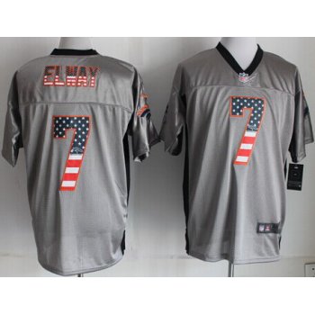 Nike Denver Broncos #7 John Elway 2014 USA Flag Fashion Gray Elite Jersey
