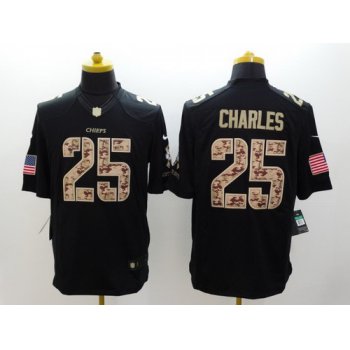 Nike Kansas City Chiefs #25 Jamaal Charles Salute to Service Black Limited Jersey