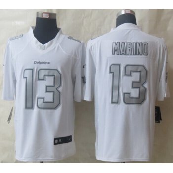 Nike Miami Dolphins #13 Dan Marino Platinum White Limited Jersey