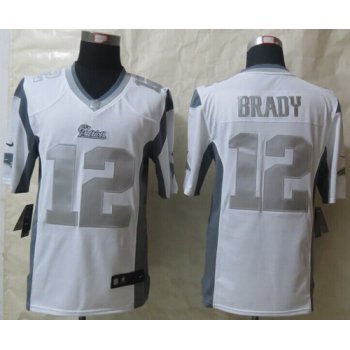 Nike New England Patriots #12 Tom Brady Platinum White Limited Jersey