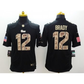 Nike New England Patriots #12 Tom Brady Salute to Service Black Limited Jersey