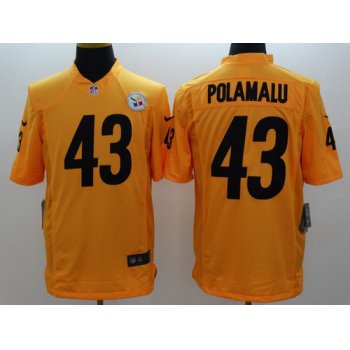 Nike Pittsburgh Steelers #43 Troy Polamalu Yellow Limited Jersey