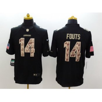Nike San Diego Chargers #14 Dan Fouts Salute to Service Black Limited Jersey