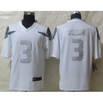 Nike Seattle Seahawks #3 Russell Wilson Platinum White Limited Jersey