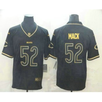 Men's Chicago Bears #52 Khalil Mack Black 100th Season Golden Edition Jersey