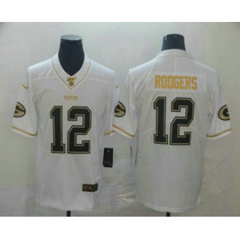 Men's Green Bay Packers #12 Aaron Rodgers White 100th Season Golden Edition Jersey