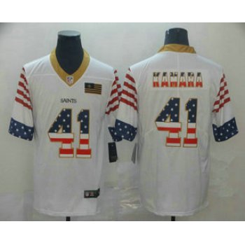 Men's New Orleans Saints #41 Alvin Kamara White Independence Day Stars Stripes Jersey
