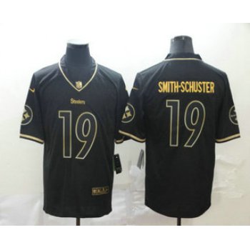 Men's Pittsburgh Steelers #19 JuJu Smith-Schuster Black 100th Season Golden Edition Jersey